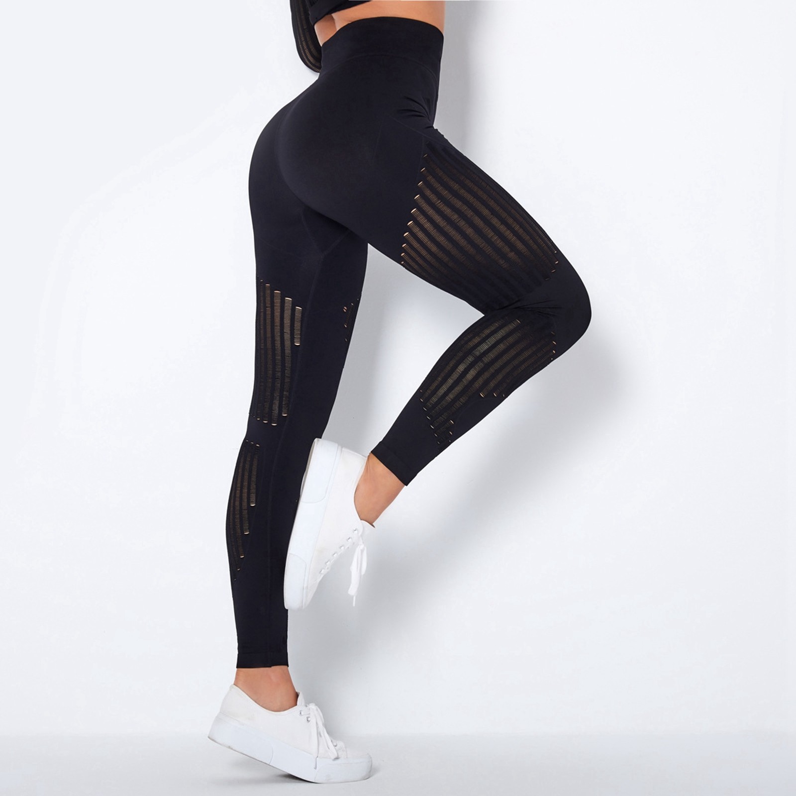 thumbnail image 2 of Pantalones de yoga de cintura alta con aberturas para mujer: leggings sin costuras que realzan las caderas, ropa deportiva elástica, tallas XS-L, 2 of 6